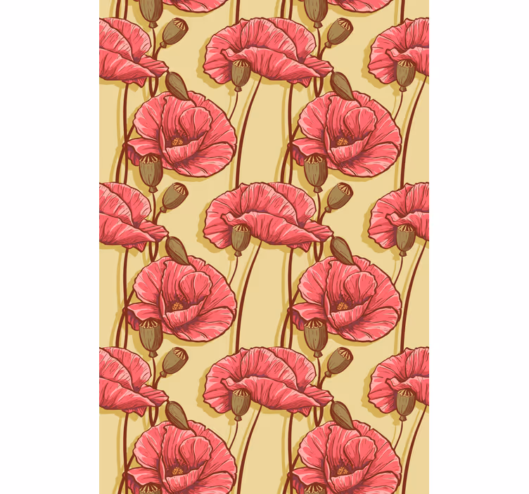 Rollo mit Blumen Vintage rote mohnblumenmuster - TenStickers