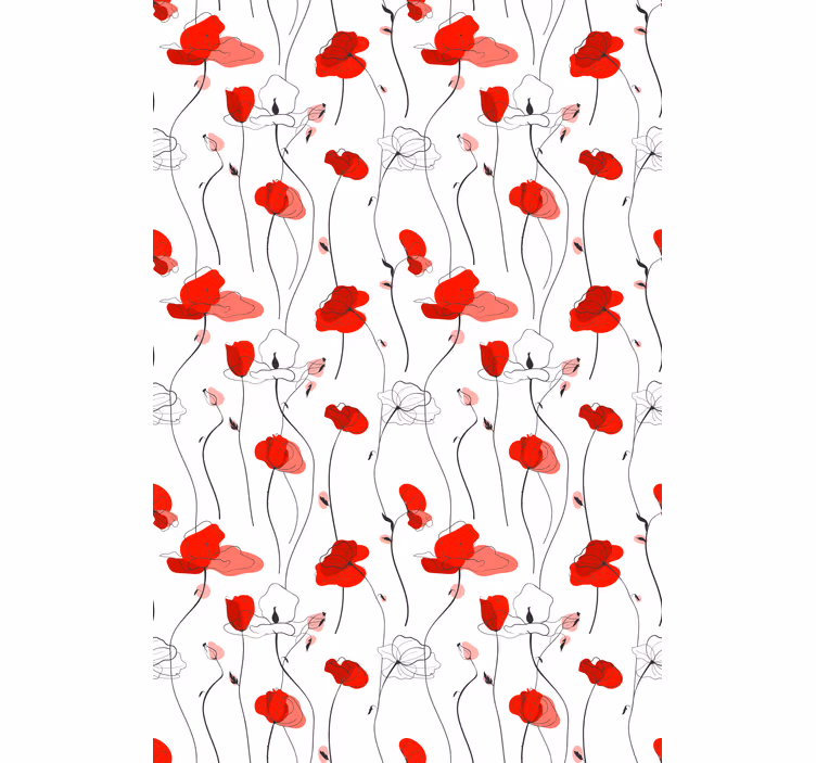 Rollo mit Blumen Zeichnung von mohnblumen - TenStickers