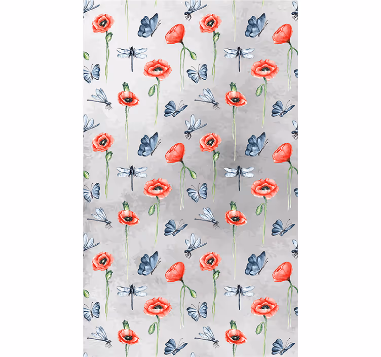 Rollo Fenster Blumen welpen und insekten - TenStickers