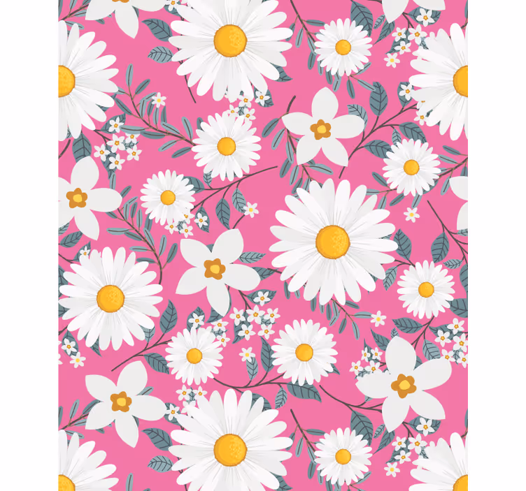Rollo mit Blumen Gänseblümchen blüht rosa Hintergrund - TenStickers