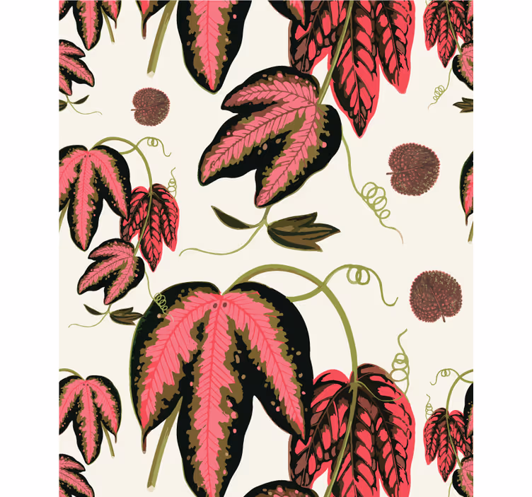 Rollo fenster blumen mit pinken blattmustern - TenStickers