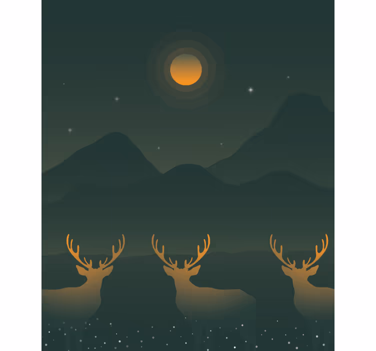 Rollo mit Zeichnungen Winterlandschaft mit goldenen rehen - TenStickers