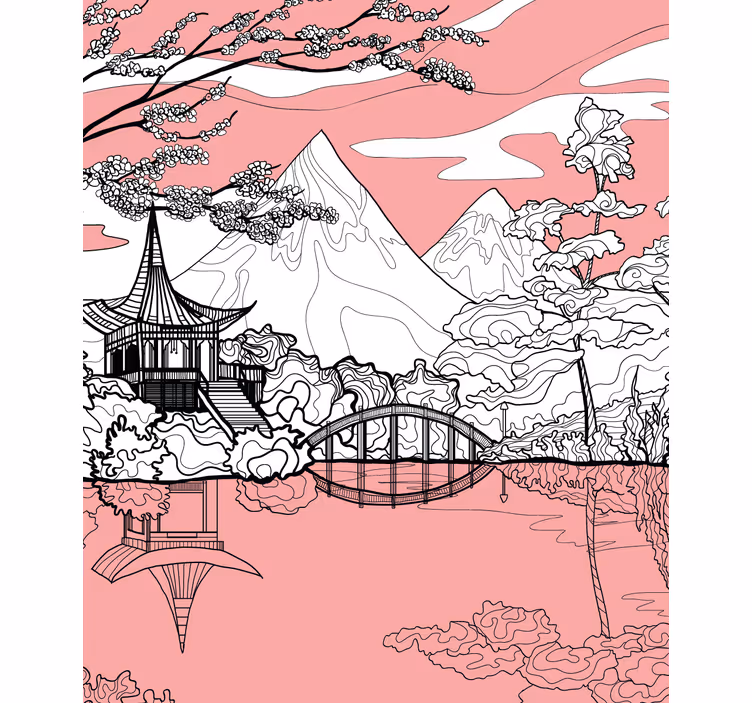 Rollo fenster zen berglandschaft reflexion - TenStickers