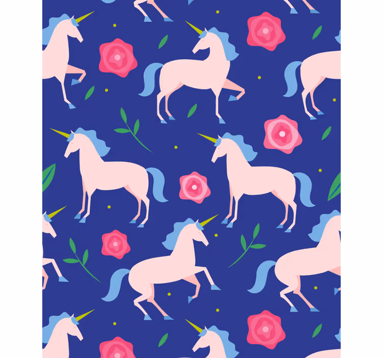 Rollo Fenster Kinderzimmer einhörner und blumen - TenStickers