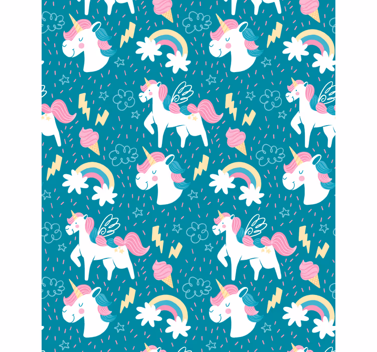 Rollo Fenster Kinderzimmer blaues einhornmuster - TenStickers