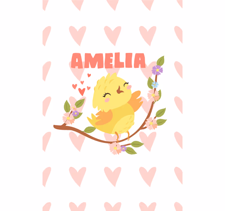 Rollo Fenster mit Namen süßes vogeldesign - TenStickers
