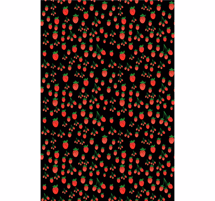 Rollo mit Obst und Gemüse Erdbeermuster auf dunklem Hintergrund - TenStickers