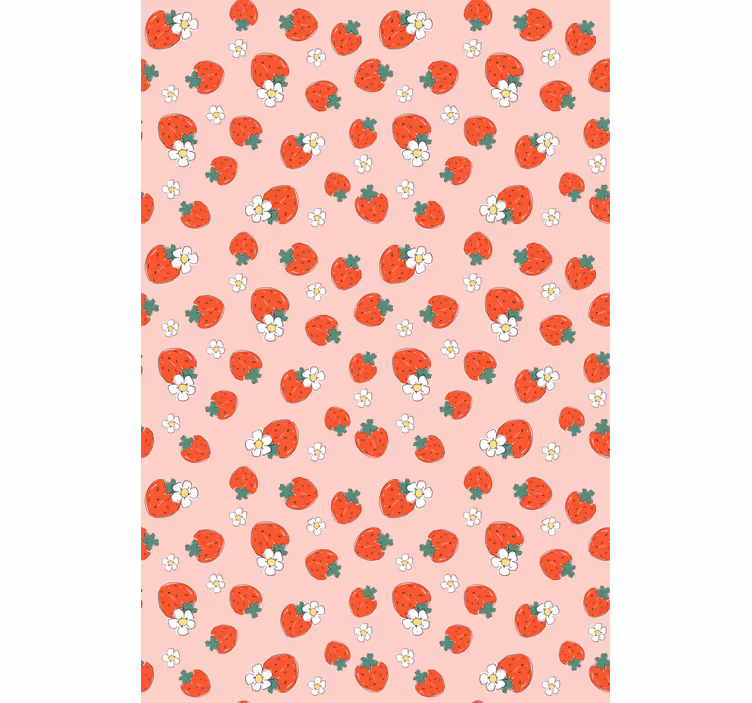 Rollo Fenster Obst erdbeermuster mit blumen - TenStickers