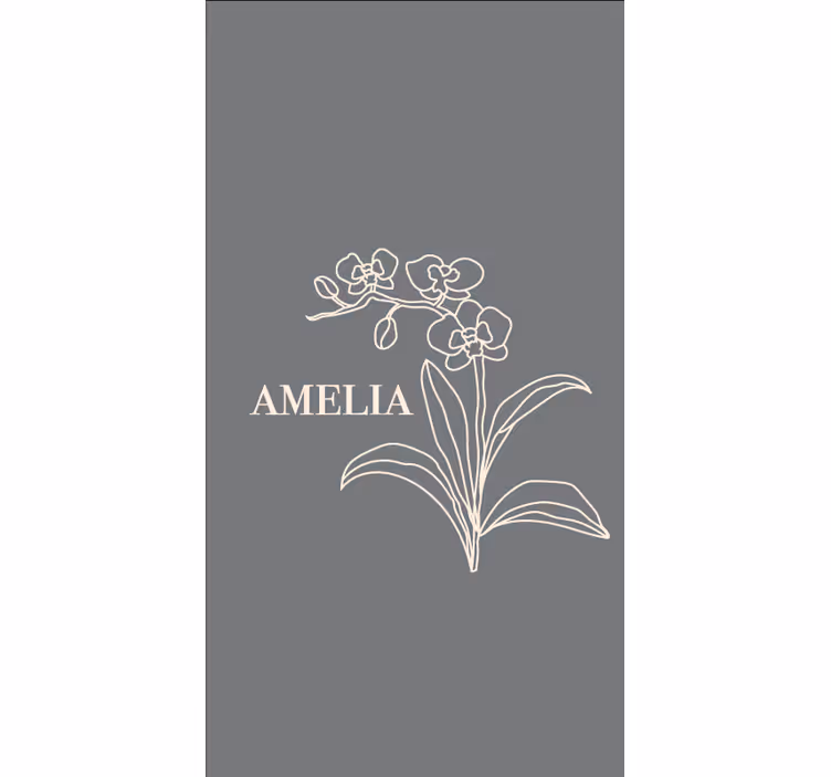 Rollo Fenster Blumen elegantes graues design mit namen - TenStickers