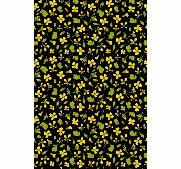 Rollo Fenster Blumen gelbes und schwarzes muster - TenStickers