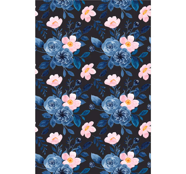 Rollo Fenster Blumen blaues blumenmotiv - TenStickers