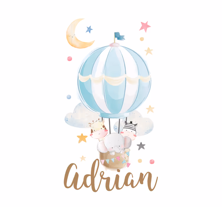 Rollo mit Zeichnungen Drei tiere auf ballons mit sternen und wolk - TenStickers