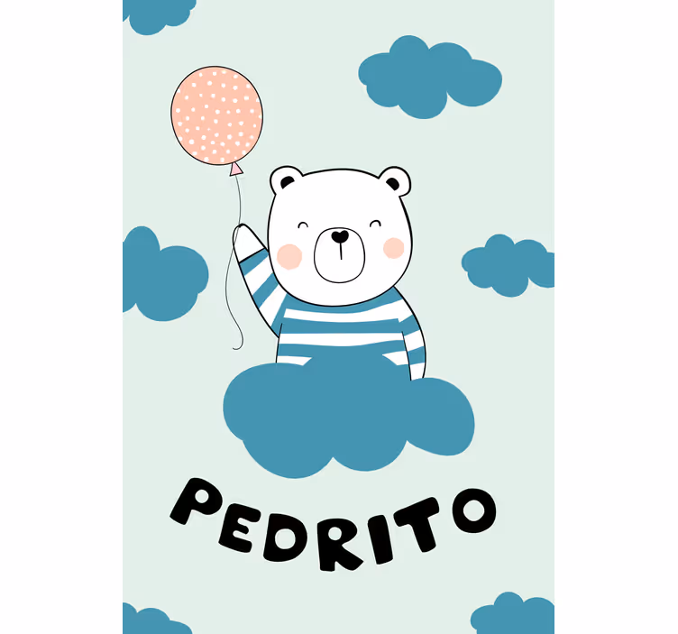 Rollo Fenster Babyzimmer bär mit ballon und namen - TenStickers