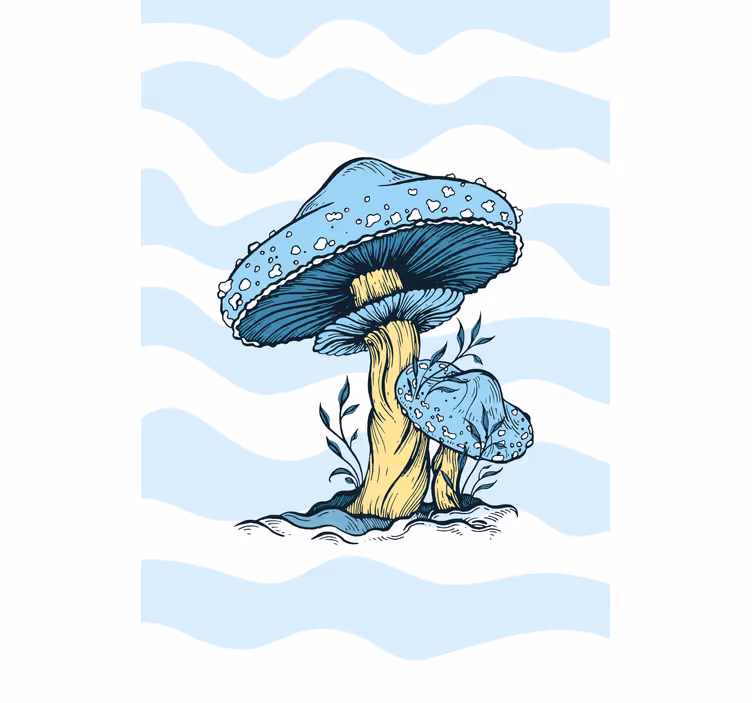 Rollo Fenster Blumen blaue pilze - TenStickers