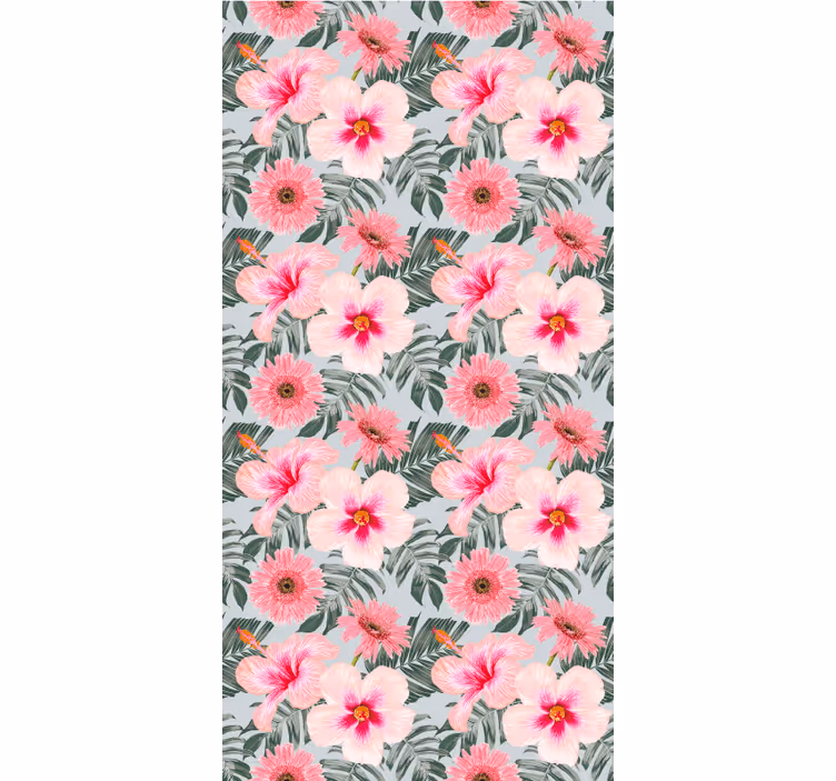 Rollo Fenster Wohnzimmer hibiskus und blumen - TenStickers