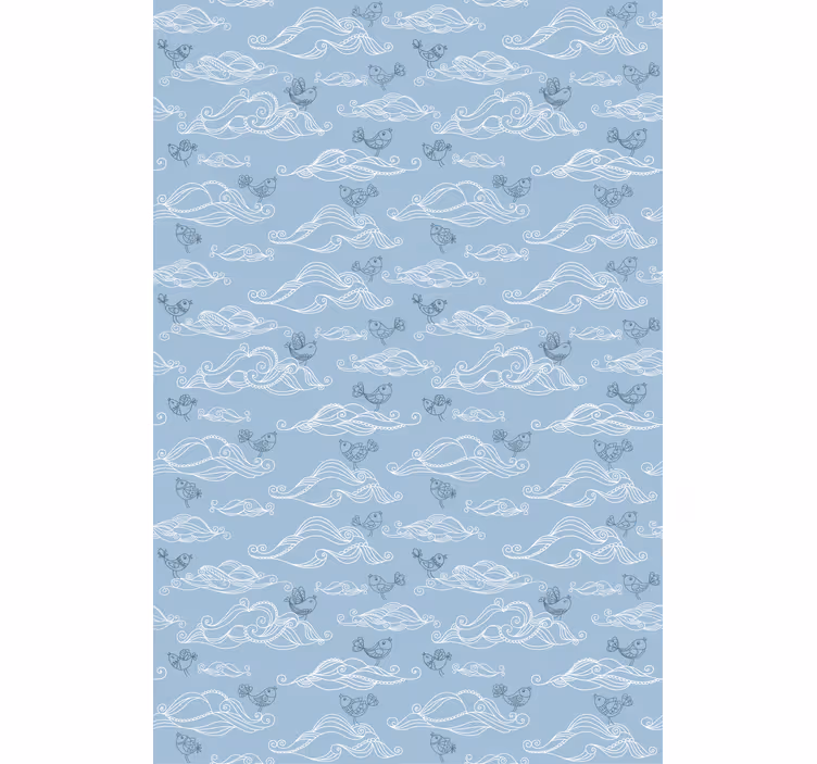 Rollo fenster wolken mit fließenden wellen und vögeln - TenStickers