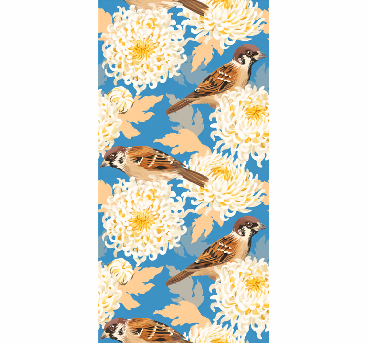 Rollo Blumen und Pflanzen Aquarell vögel und blätter Muster - TenStickers