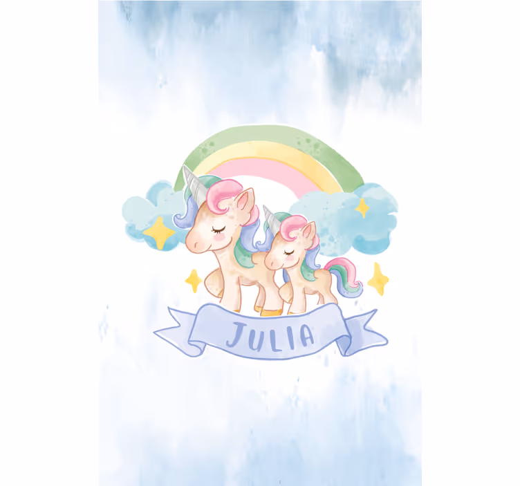 Kind Rollos Glückliche einhörner über einem regenbogen - TenStickers