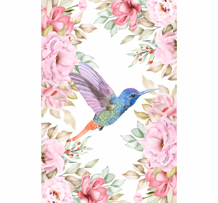 Rollo Fenster Blumen kolibri zwischen rosen - TenStickers