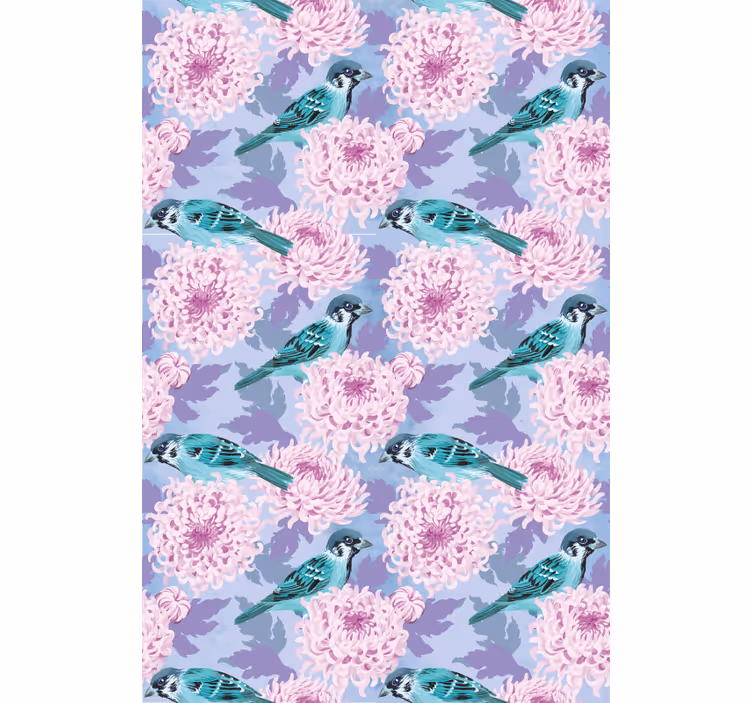 Rollo Fenster Blumen vögel zwischen blüten - TenStickers