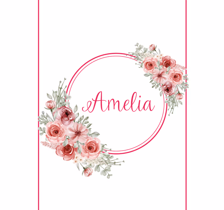 Rollo mit Name Rosa kreis mit blumen und Namen - TenStickers