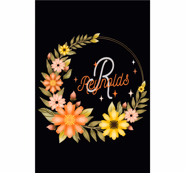 Rollo Fenster Blumen eleganter anfangsbuchstabe und name - TenStickers