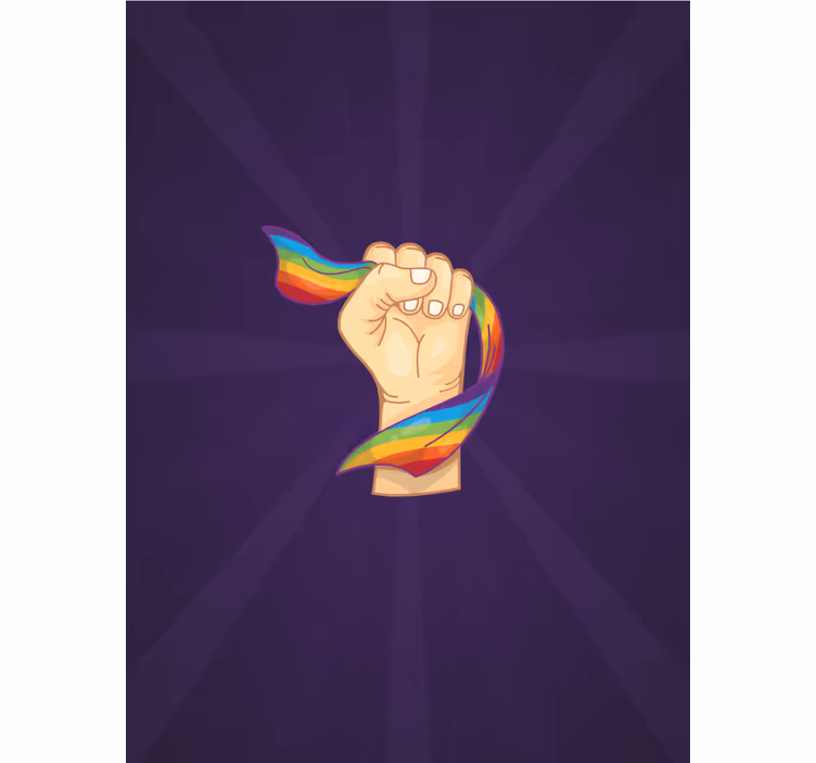 Rollo Fenster originell faust hält regenbogen - TenStickers