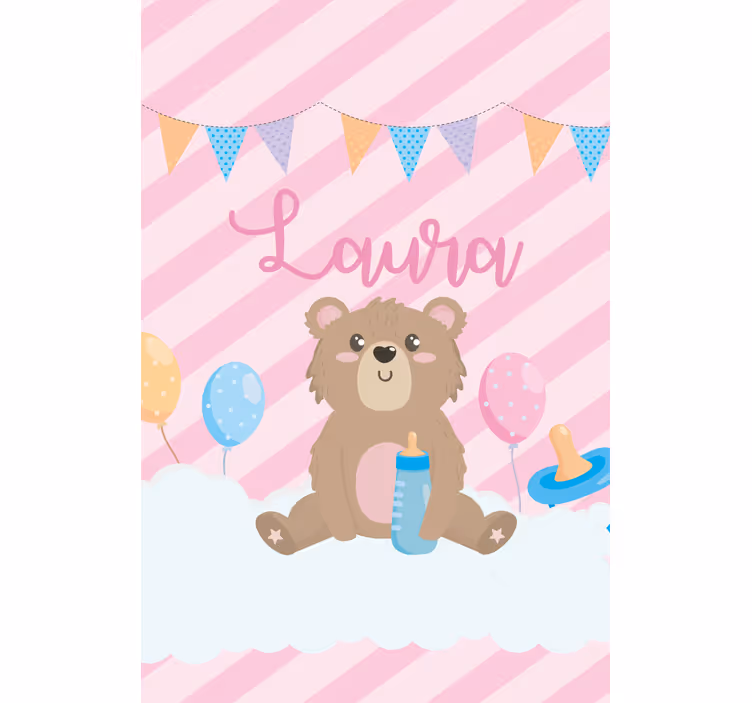rollo für Babys Süßer bär für mädchen mit Namen - TenStickers