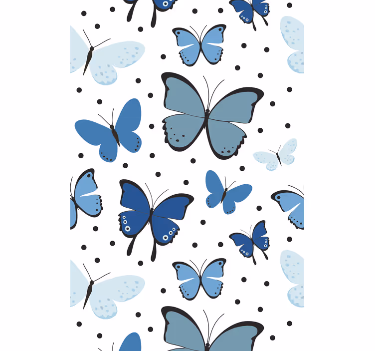 Rollo Fenster Schmetterlinge blaues flattern und punkte - TenStickers
