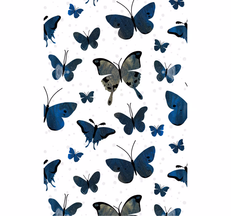 Rollo fenster schmetterlinge in blau und beige muster - TenStickers