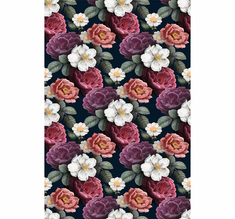 Rollo mit Blumen Weißes blütenblattmuster - TenStickers