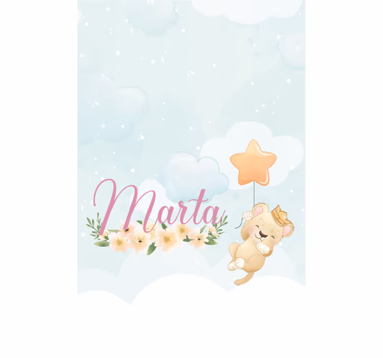 Rollo Fenster Babyzimmer baby löwe mit stern und namen - TenStickers