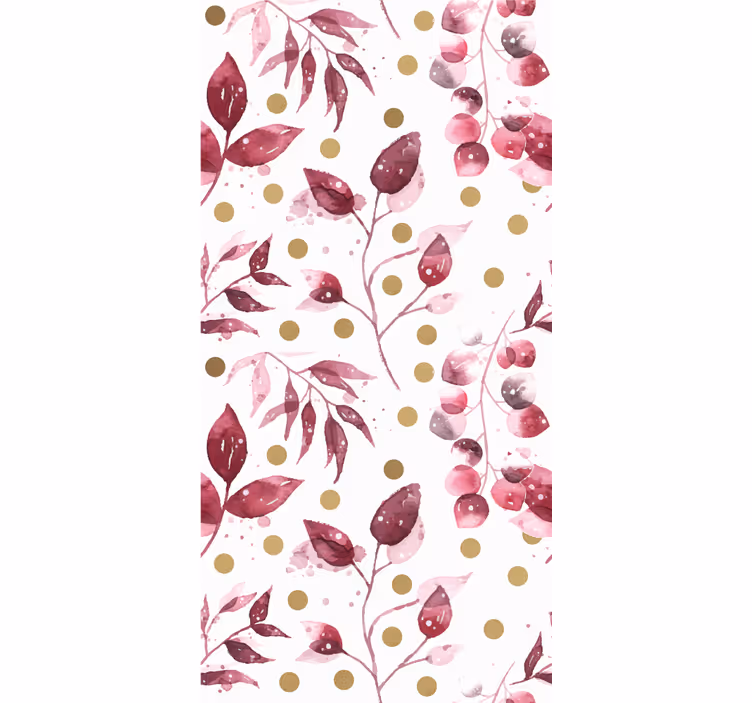 Rollo mit Blumen und Pflanzen Burgunderblätter mit goldenen punkt - TenStickers