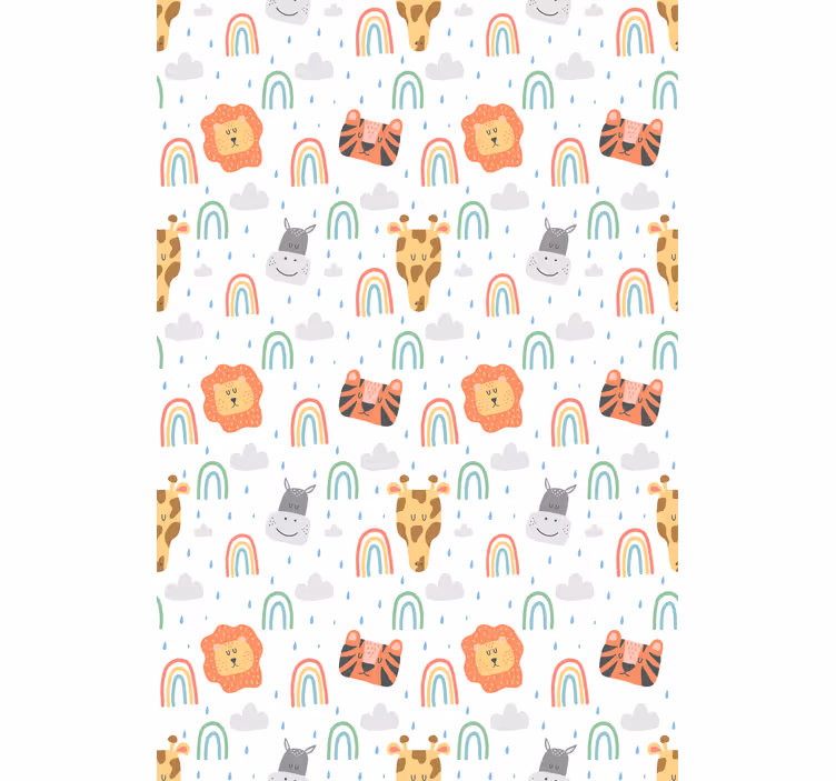 Rollo fenster skandinavisch mit bunten wildtieren - TenStickers