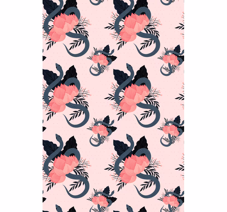 Rollo fenster blumen mit floralem schlangenmotiv - TenStickers