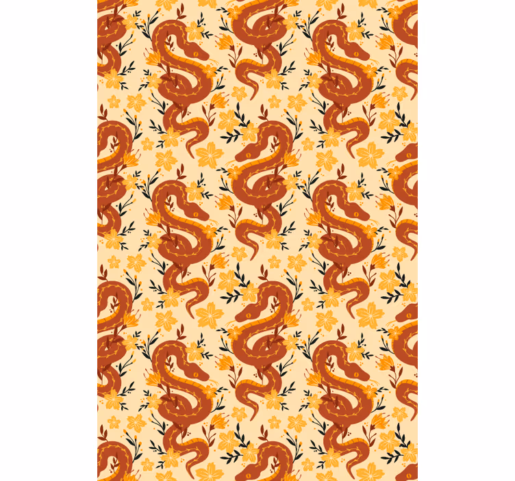 Rollo Fenster Tiere schlange mit blumen - TenStickers