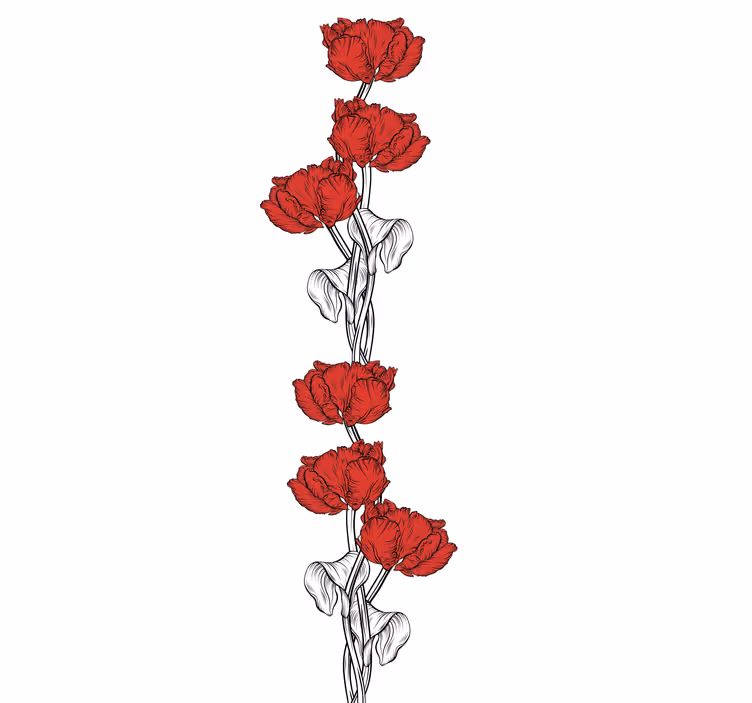Rollo Fenster Blumen elegante rote blüten - TenStickers