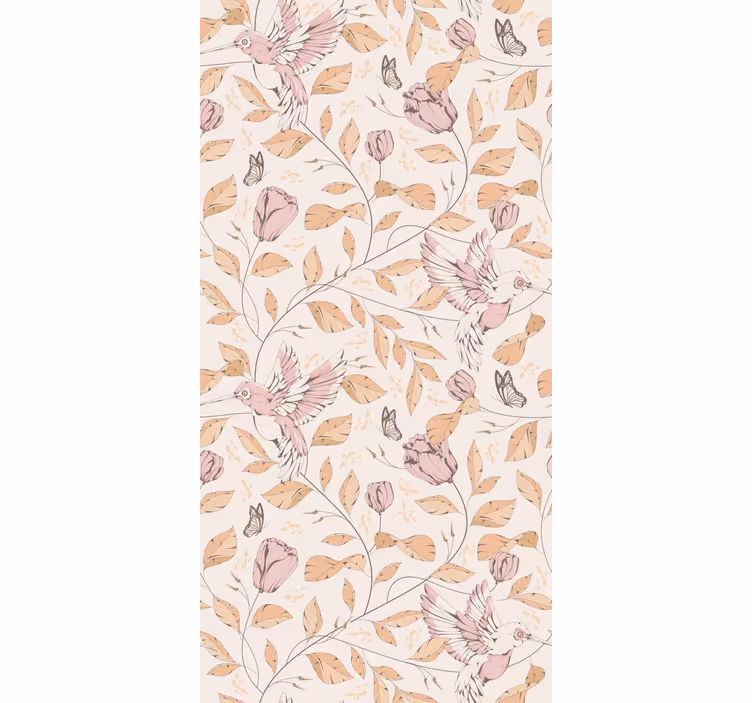 Rollo mit Blumen und Pflanzen Tulpenmuster beige Farben - TenStickers
