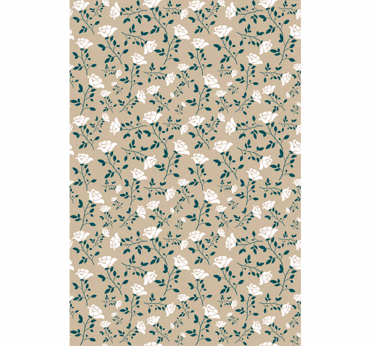 Rollo mit Blumen und Pflanzen Weißes vintage-rosenmuster - TenStickers