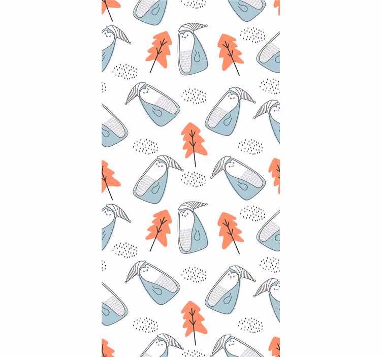 Rollo fenster skandinavisch pinguine mit hüten - TenStickers