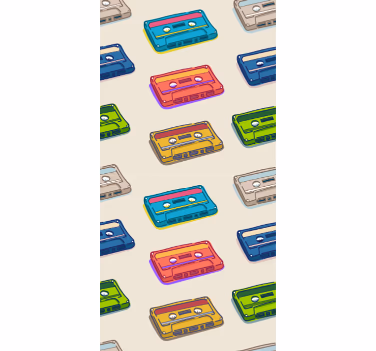 Mehr Vintage Rollos Retro-multicore-kassettenmuster - TenStickers