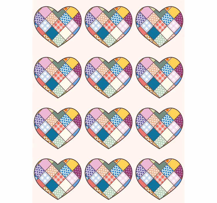 Rollo Fenster romantisch bunte patchwork-herzen - TenStickers