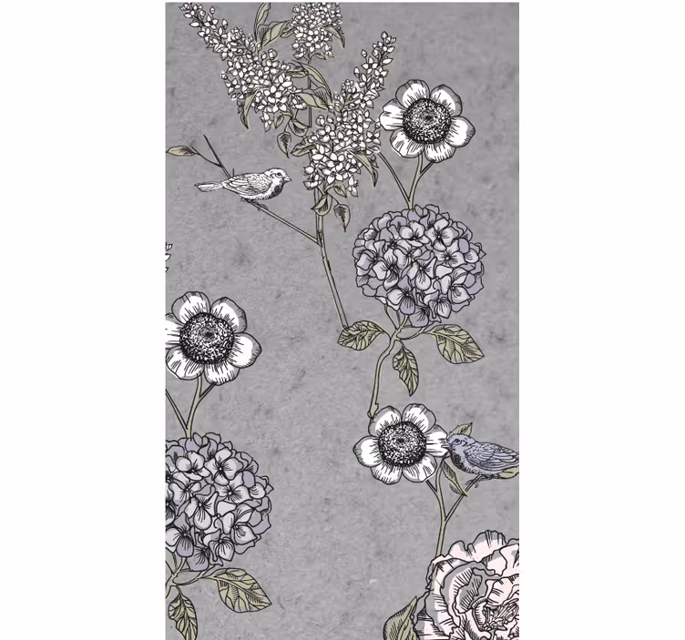 Rollo Fenster Blumen graues sanftes motiv - TenStickers