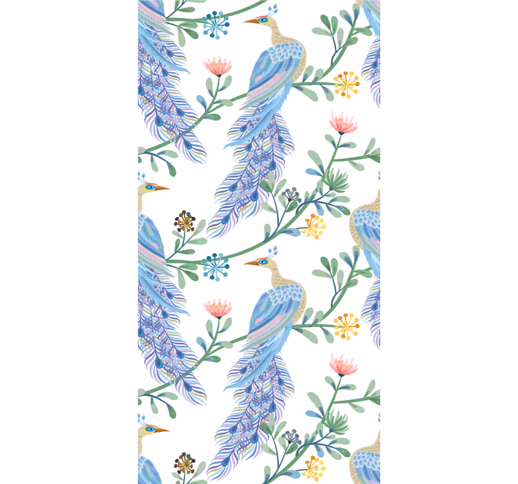 Rollo Fenster Blumen pfau mit blumen - TenStickers