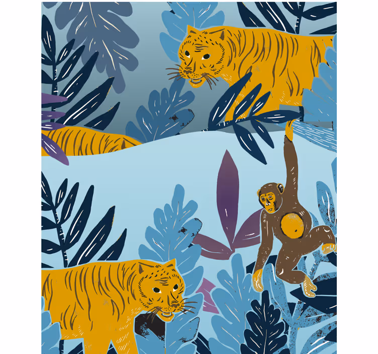 rollo Küche Mädchen und tiger dschungeltiere - TenStickers