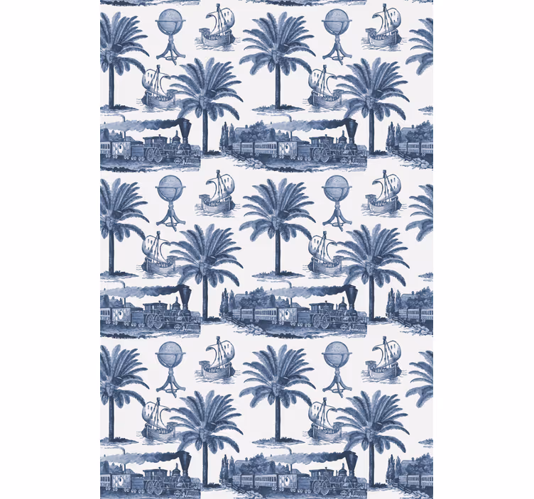 Mehr Vintage Rollo Fenster blaue palmenszene - TenStickers