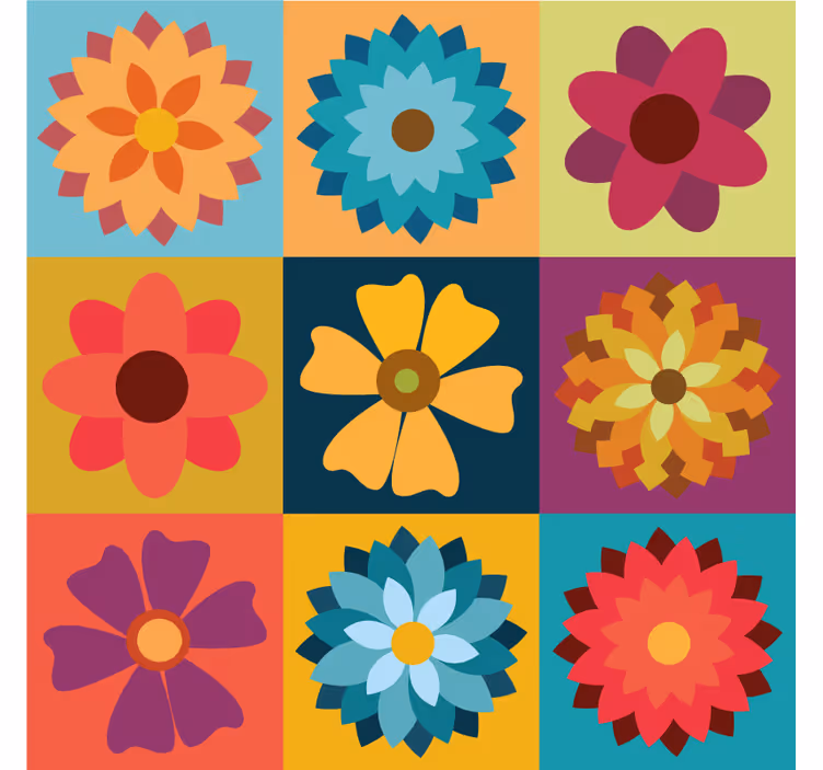 Küche Rollos farbige blumenfliesen - TenStickers