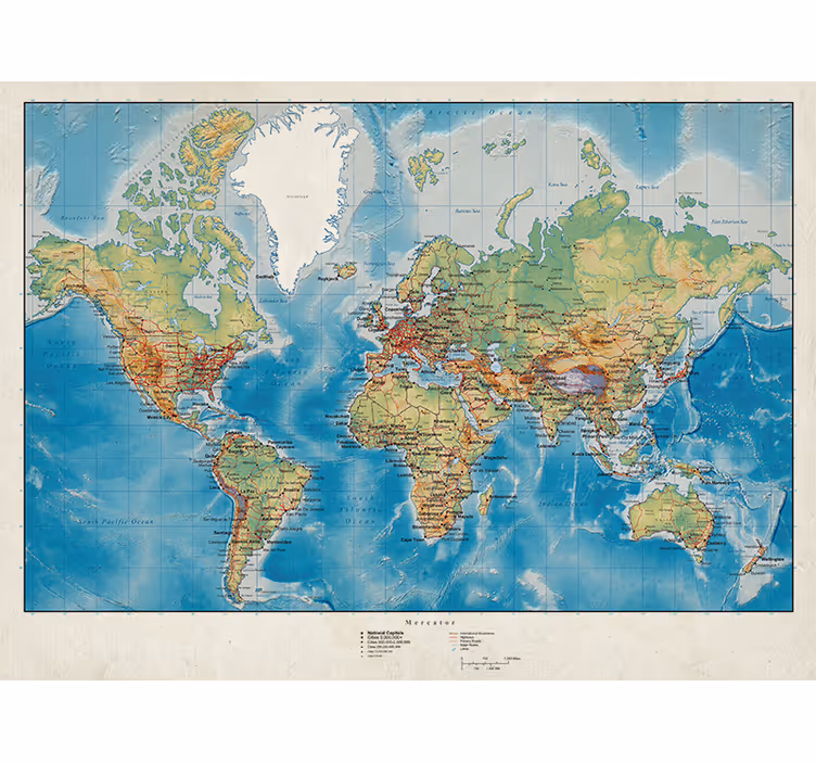 Rollos Weltkarte mercator - TenStickers