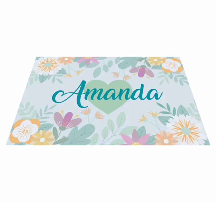 Tischset mit namen flower herz amanda - TenStickers