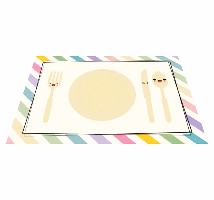 Tischset Kinder Bunter Teller und Besteck - TenStickers